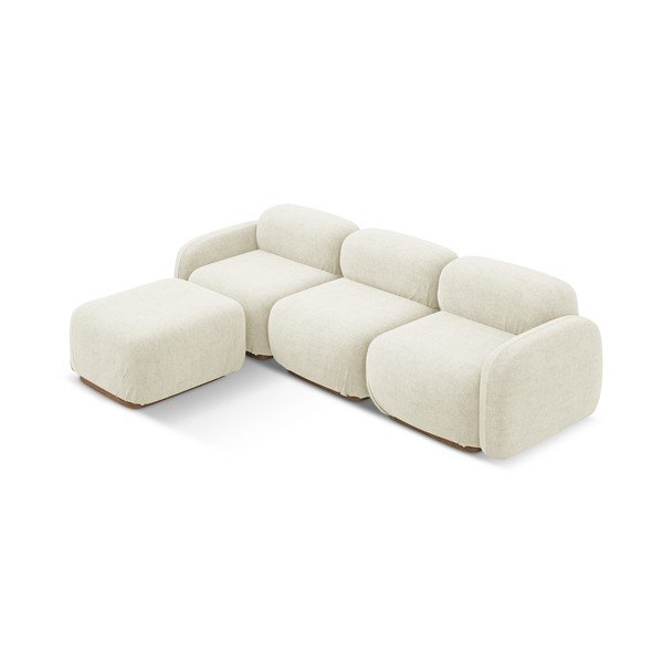 Krem kutna garnitura od bouclé tkanine Ailani – Makamii-image-2