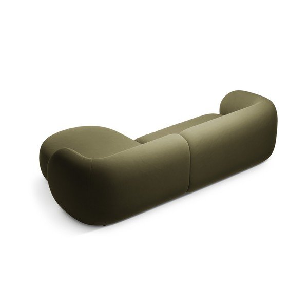 Zelena baršunasta kutna garnitura (s desnim kutom/s ležaljkom) Kate – Micadoni -image-2