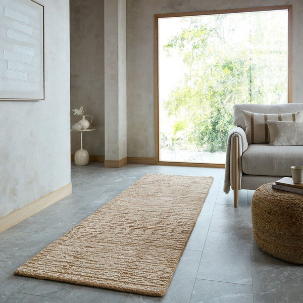 Ručno rađena vunena staza u prirodnoj boji 80x230 cm Harris Modula Wool – Flair Rugs-image-1