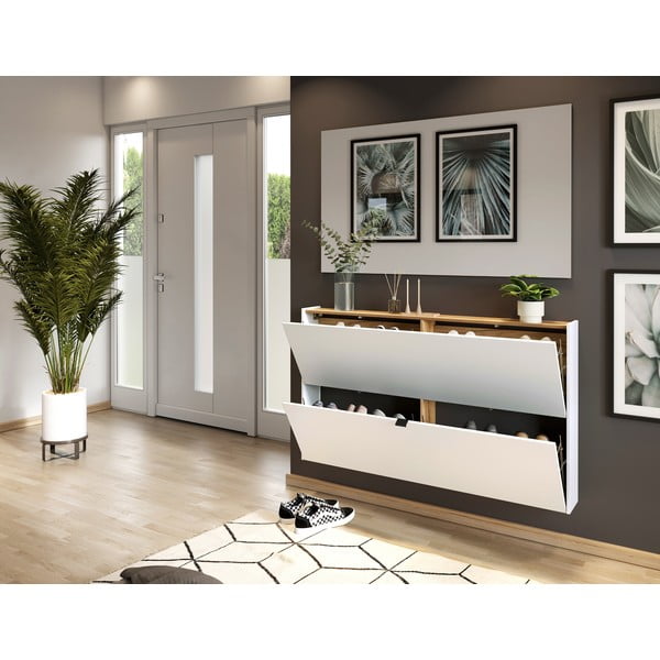 Bijeli preklopni/viseći ormarić za cipele u dekoru hrasta 140x83x18 cm Ameca – Germania-image-1