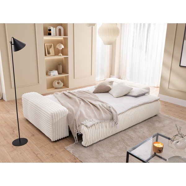 Krem sklopiva/s prostorom za odlaganje sofa od samta 260 cm Justin  – Ropez-image-4