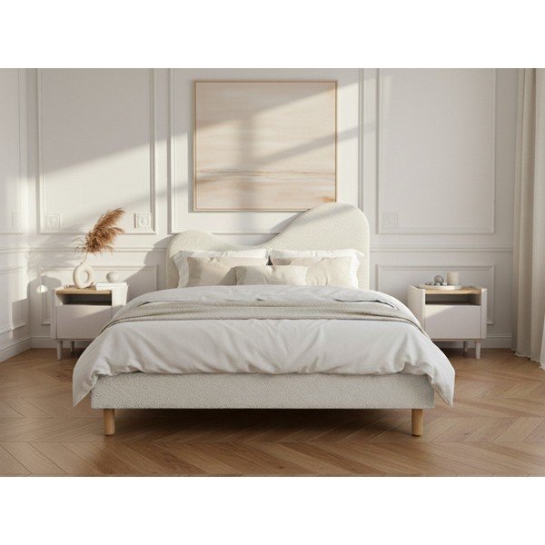Bijeli podstavljeni tapecirani bračni krevet s podnicom 160x200 cm Celina – Bobochic Paris-image-3
