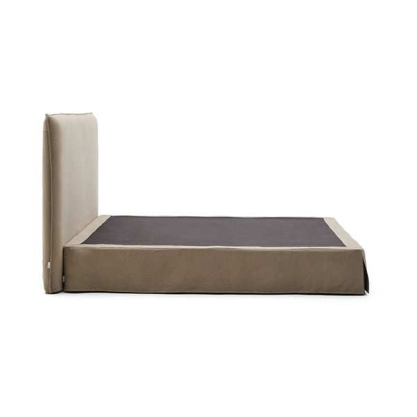 Smeđe-sivi tapecirani bračni krevet 180x200 cm Jaira – Kave Home-image-3