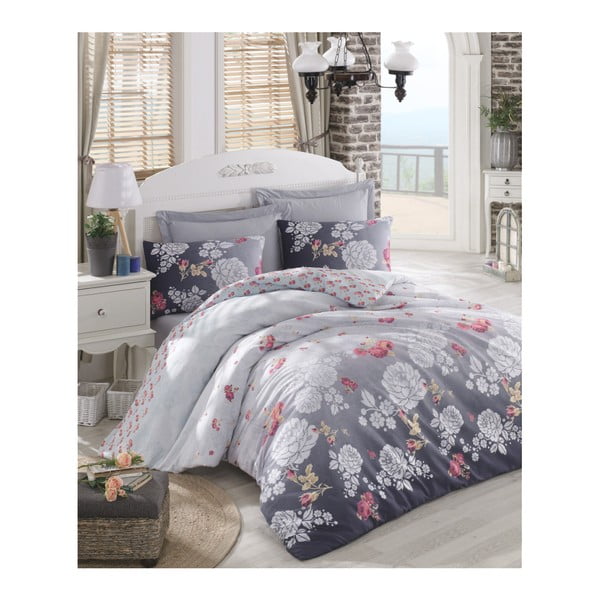 Pamučni set posteljine s posteljinom za bračni krevet Elsa, 200 x 220 cm
