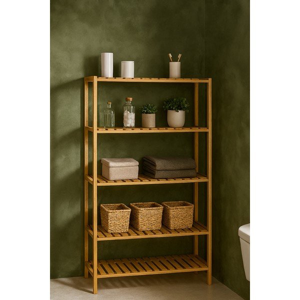 Od bambusa kupaonska polica u prirodnoj boji 60x130 cm Skaren – Bonami Essentials-image-1