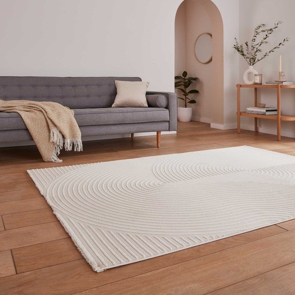 Krem periv tepih od recikliranih vlakna 120x170 cm Flores – Think Rugs-image-2