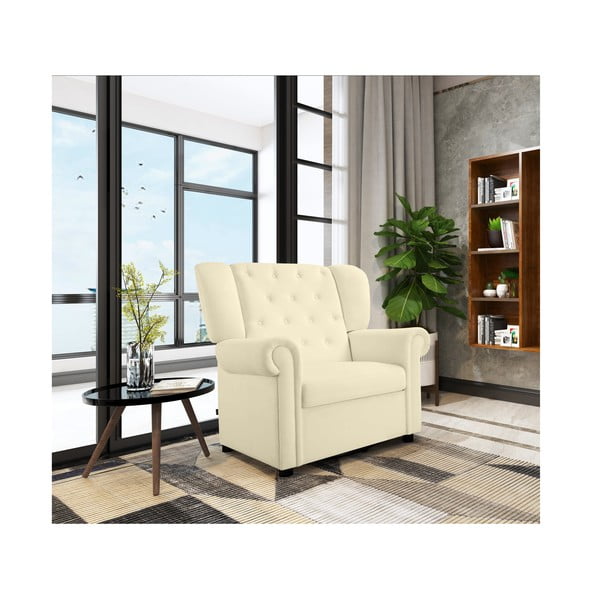 Bijela baršunasti fotelja za ljuljanje/chesterfield Lillyse – Støraa-image-2