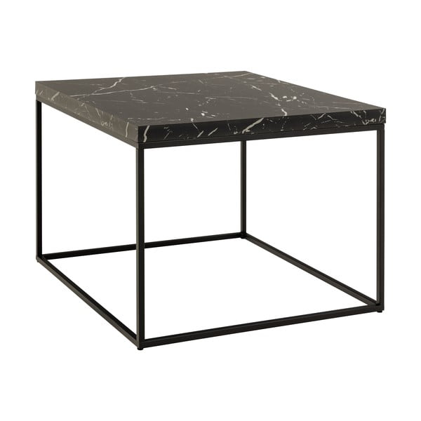 Crni stolić za kavu s pločom stola u mramornom dekoru 60x60 cm Barossa – Actona-image-2