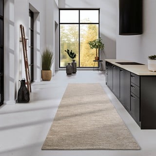 Bež ručno rađena staza od mješavine vune 80x200 cm Pradesh Linen White – Elle Decoration