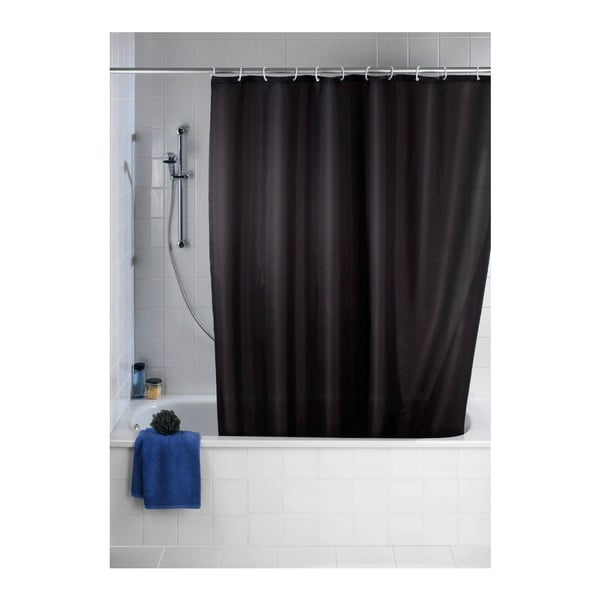 Crna zavjesa za tuš s obradom protiv gljivica Wenko, 180 x 200 cm-image-1