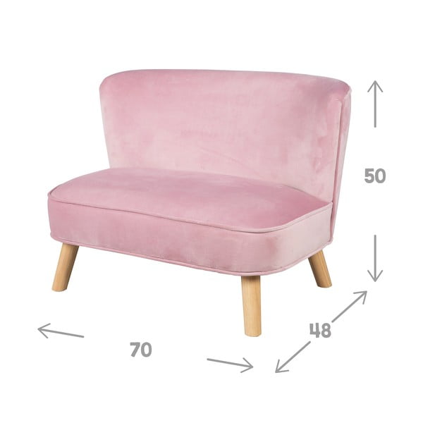 Svijetlo ružičasti baršunast dječji kauč 70 cm Lil Sofa – Roba-image-4