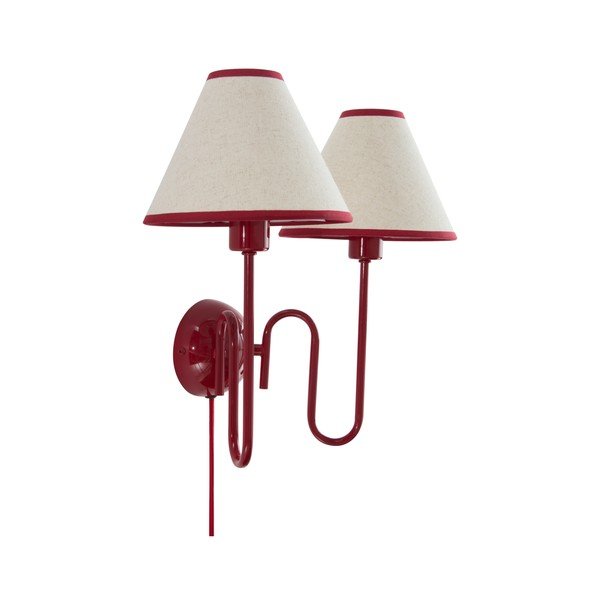 Crvena/bež lanena zidna lampa s utikačem Juliet – Jotex-image-4