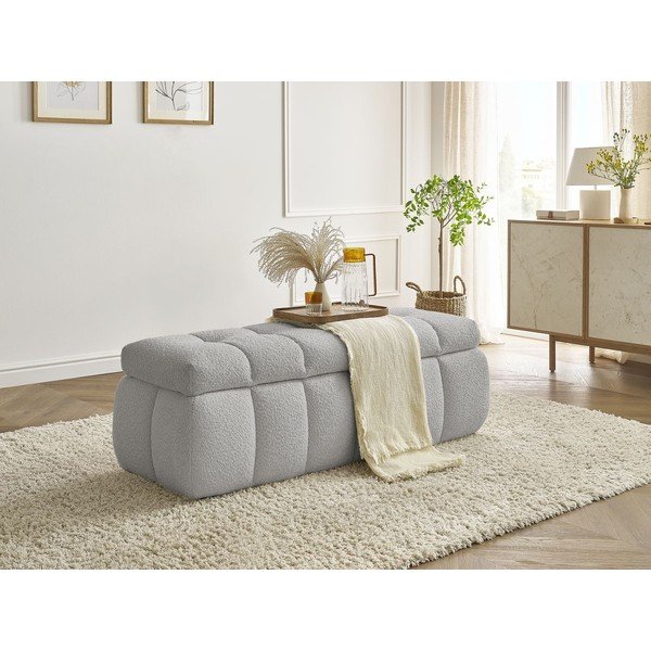 Svijetlo siva klupa od bouclé tkanine Mont Blanc – Bobochic Paris-image-1