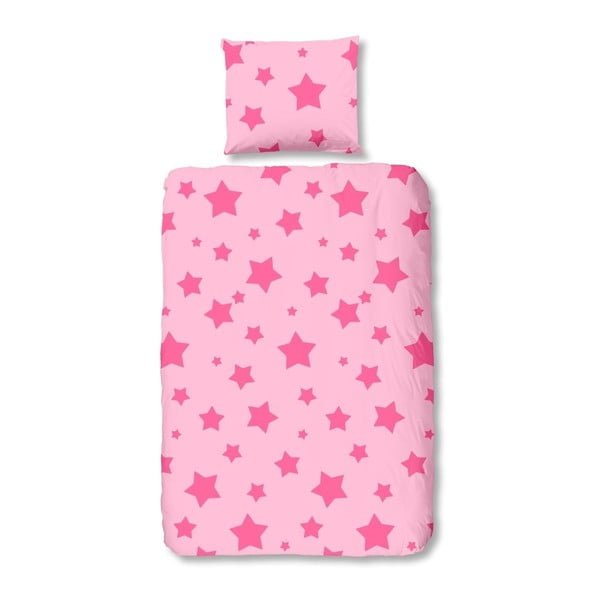 Roza dječja ružičasta pamučna posteljina za krevet za jednu osobu Dobro jutro Pink, 140 x 200 cm