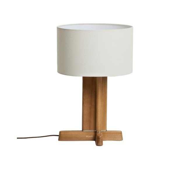 Bijela/smeđa stolna lampa od masivnog kaučuka s tekstilnim sjenilom (visina 48 cm) Niani – Kave Home