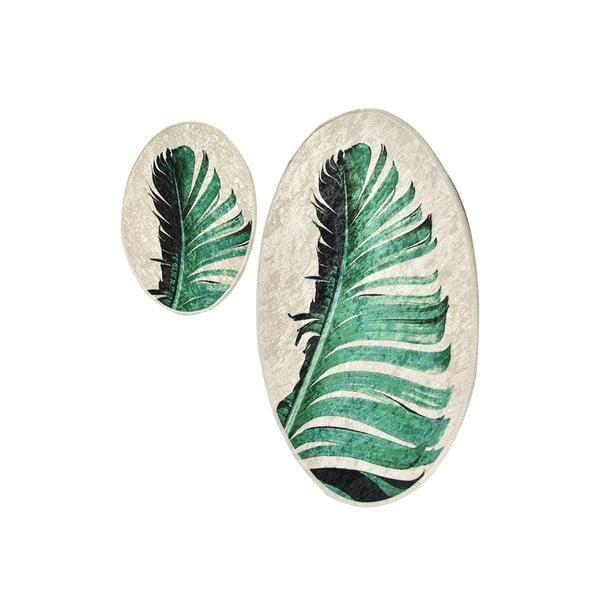 Zelene/bež kupaonske prostirke u setu 2 kom 60x100 cm Floret – Foutastic-image-4