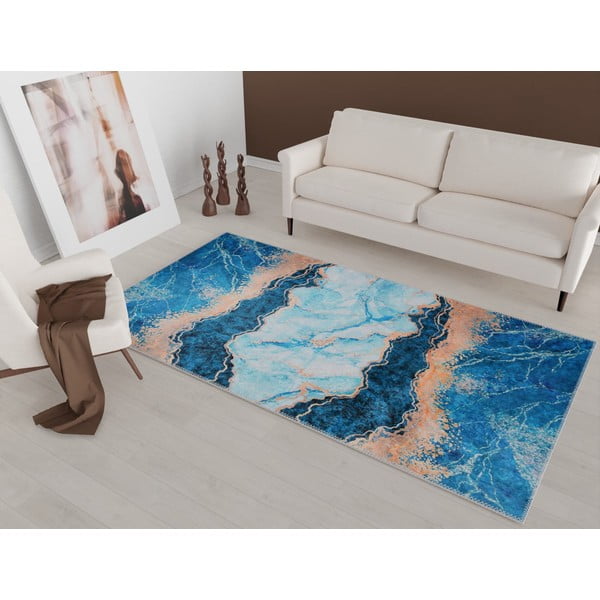 Plavo-zlatni tepih 80x50 cm - Vitaus-image-1