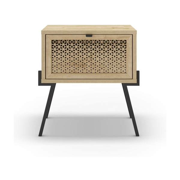 Noćni ormarić u dekoru hrasta u prirodnoj boji Ecrin – Marckeric