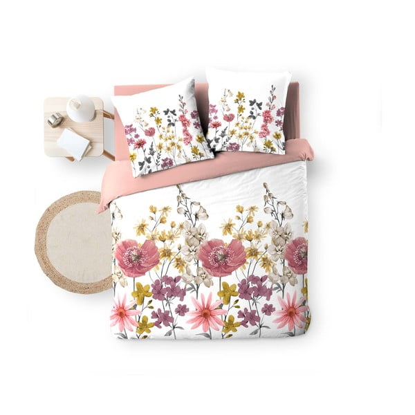 Bijela/ružičasta posteljina za bračni krevet/za produženi krevet od muslina 240x260 cm Rosine – douceur d'intérieur-image-2