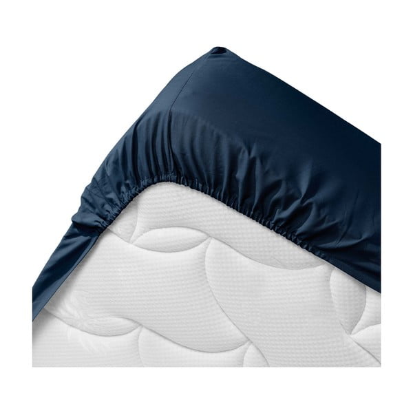 Tamno plava plahta s gumom od organskog pamuka 180x200 cm Biolina – douceur d'intérieur-image-3