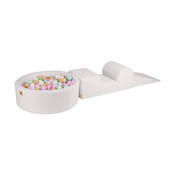 Bijeli set mekanih igrački od pjene 3 kom od boucle tkanine visina 30 cm 225x90 cm – Meowbaby
