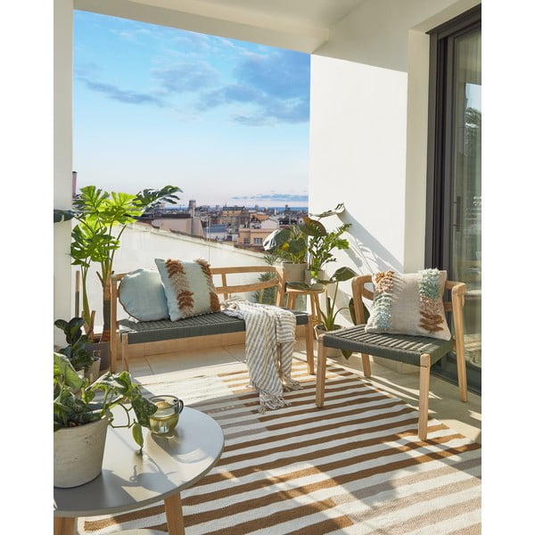 Zelena ukrasna jastučnica od reciklirane plastike Kave Home Dalila, ø 45 cm-image-2