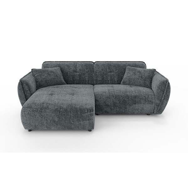 Tamno siva kutna garnitura od šenila (s lijevim kutom/s ležaljkom) Nelia – Ropez