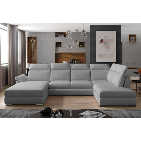 Svijetlo siva sklopiva kutna garnitura (s desnim kutom/u obliku slova "U") Evanell – ELTAP-image-1