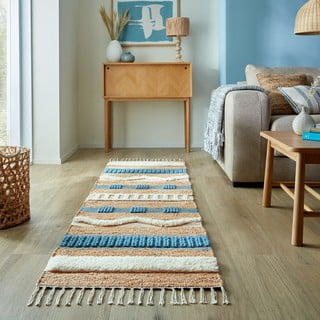 Plava/u prirodnoj boji ručno rađena staza od mješavine jute 60x230 cm Medina Jute – Flair Rugs