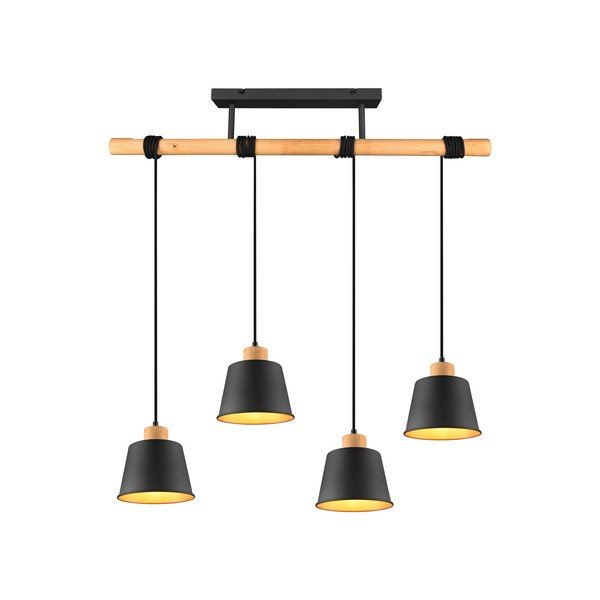 Crna/u prirodnoj boji viseća svjetiljka s metalnim sjenilom ø 18 cm Harris – Trio-image-2