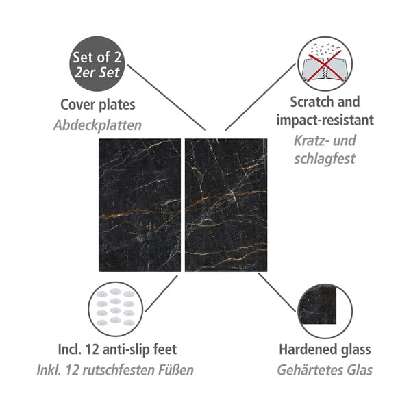 Poklopci za štednjake od kaljenog stakla u setu od 2 kom 52x30 cm Marble - Allstar-image-2
