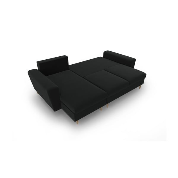 Crna baršunasti sklopiva/s prostorom za odlaganje kutna garnitura Kyoto – Cosmopolitan Design-image-2