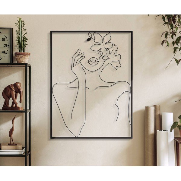 Metalni zidni ukras 60x80 cm Woman with Flowers - Mauro Ferretti-image-1