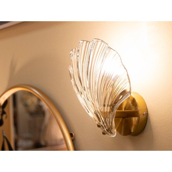 Staklena zidna lampa u zlatnoj boji Da Muro Shell – Mauro Ferretti-image-1
