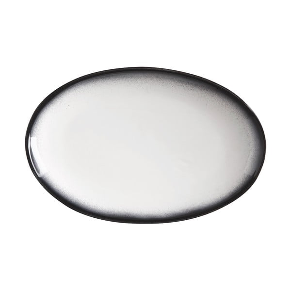 Bijelo-crni keramički ovalni tanjur Maxwell & Williams Caviar, 25 x 16 cm