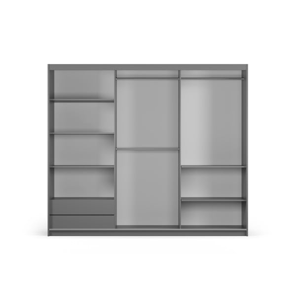 Tamno sivi ormar s ogledalom i kliznim vratima 250x215 cm Lisburn - Cosmopolitan Design-image-3