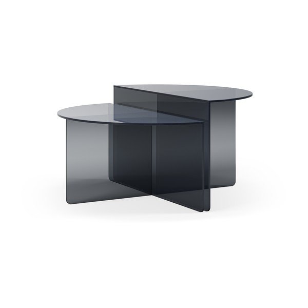 Sivi stakleni okrugli stolići za kavu u setu 2 kom ø 80 cm Velta – MOME