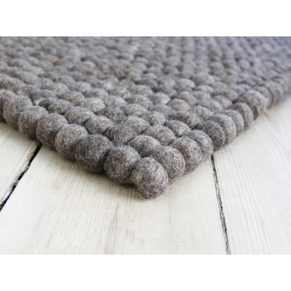 Smeđi tepih od vunenih pompona Wooldot Ball Rugs, 120 x 180 cm