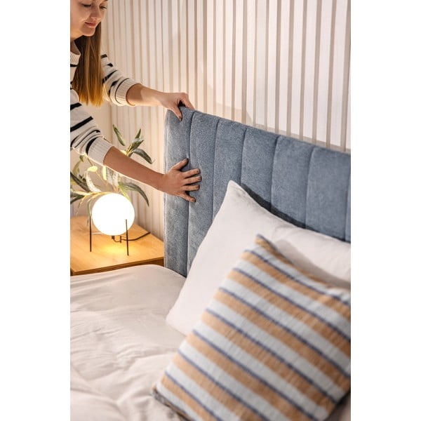 Plavi tapecirani bračni krevet s podnicom i prostorom za odlaganje 160x200 cm Myra Slim Line – Bonami Selection-image-3