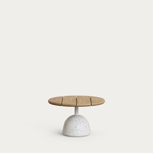 Bijeli/u prirodnoj boji okrugli stolić za kavu s pločom stola od bagrema ø 55 cm Saura – Kave Home