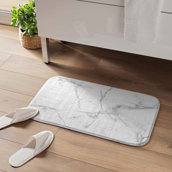 Bijela/siva tekstilna kupaonska prostirka 45x75 cm Marbre – douceur d'intérieur-image-1