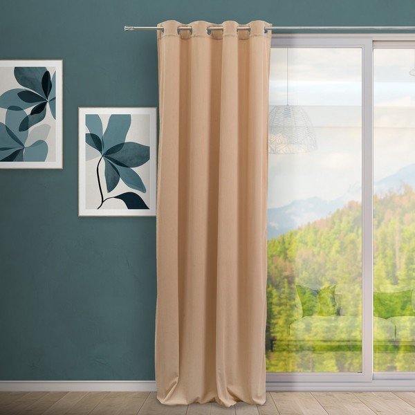 Svjetlo smeđa zavjesa od samta 140x260 cm Merely – Casa Selección-image-1