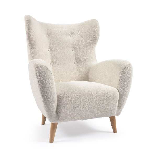 Bijela fotelja od bouclé tkanine Patio – Kave Home
