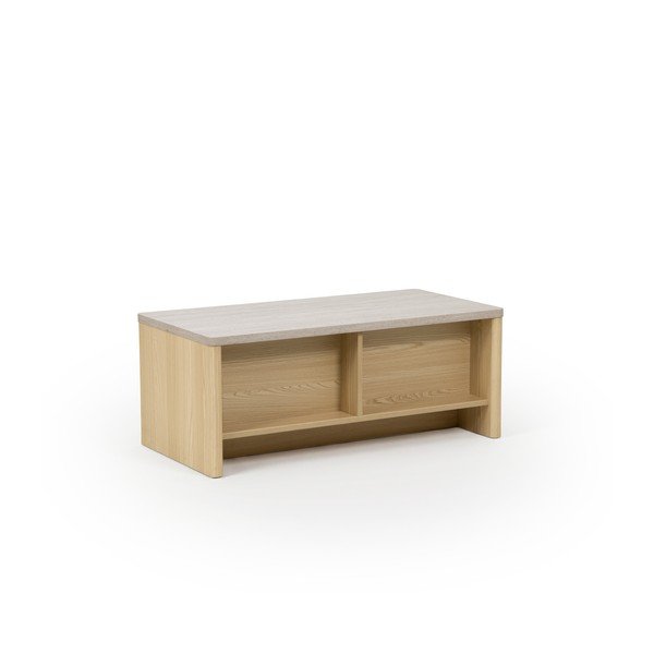 Bijeli/u svijetloj prirodnoj boji stolić za kavu u dekoru hrasta 40x100 cm Dore – Marckeric-image-3