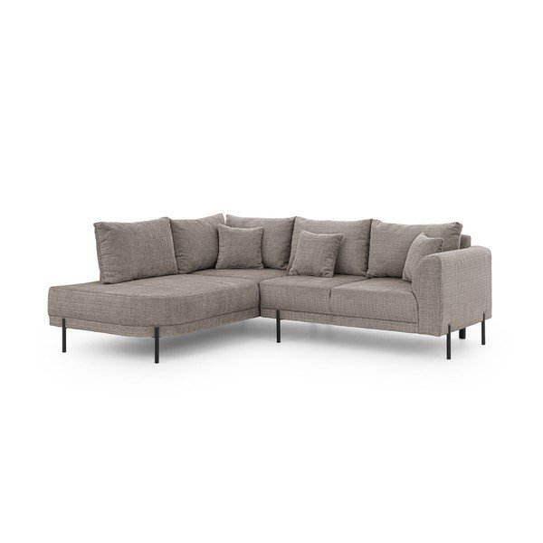 Smeđe-siva kutna garnitura od šenila (s lijevim kutom/u obliku slova L) Mauris  – Ropez-image-2