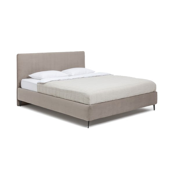 Smeđe-sivi tapecirani bračni krevet s podnicom 160x200 cm Noira Slim – Bonami Selection