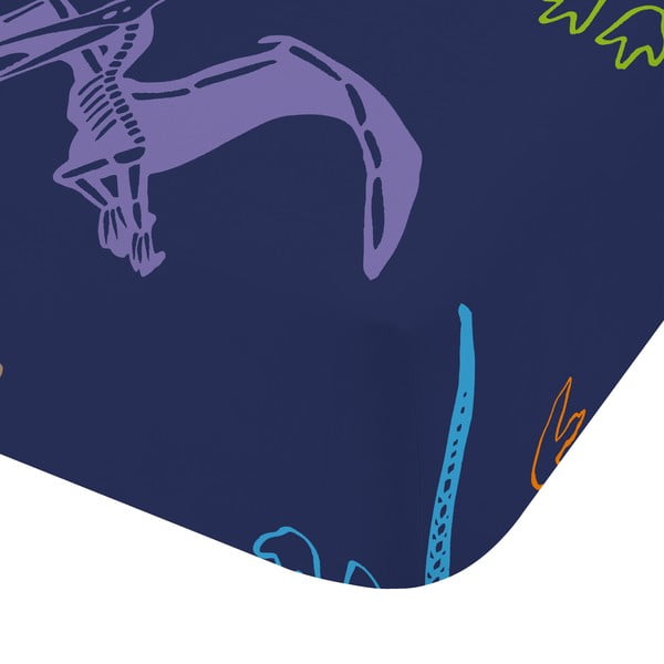 Plava dječja plahta s gumom za bračni krevet 135x190 cm Prehistoric Dinosaurs – Catherine Lansfield