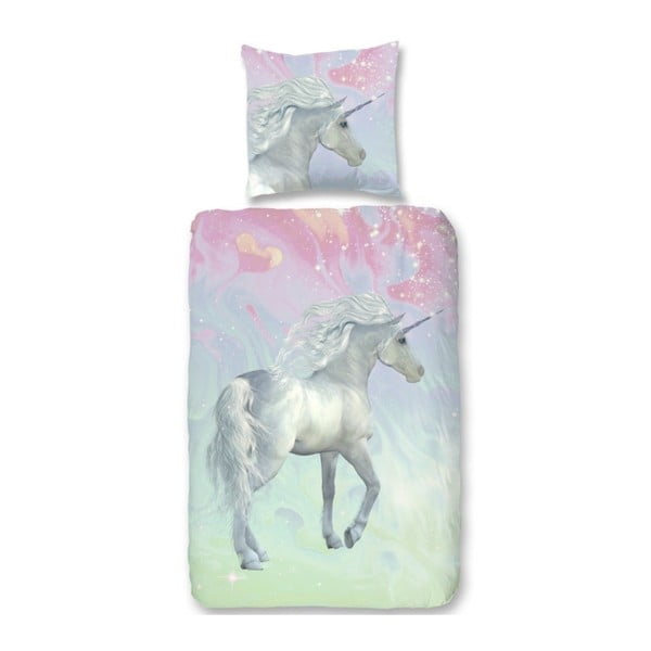 Djeca pamučne plahte Dobro jutro Zelena Jednorog, 140 x 200 cm