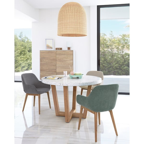 Zelena podstavljena blagovaonska stolica s naslonima za ruke Konna – Kave Home-image-1