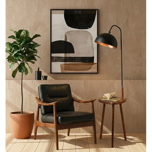 Crna/smeđa stojeća svjetiljka s policom s metalnim sjenilom (visina 160 cm) Table – Opviq lights-image-1